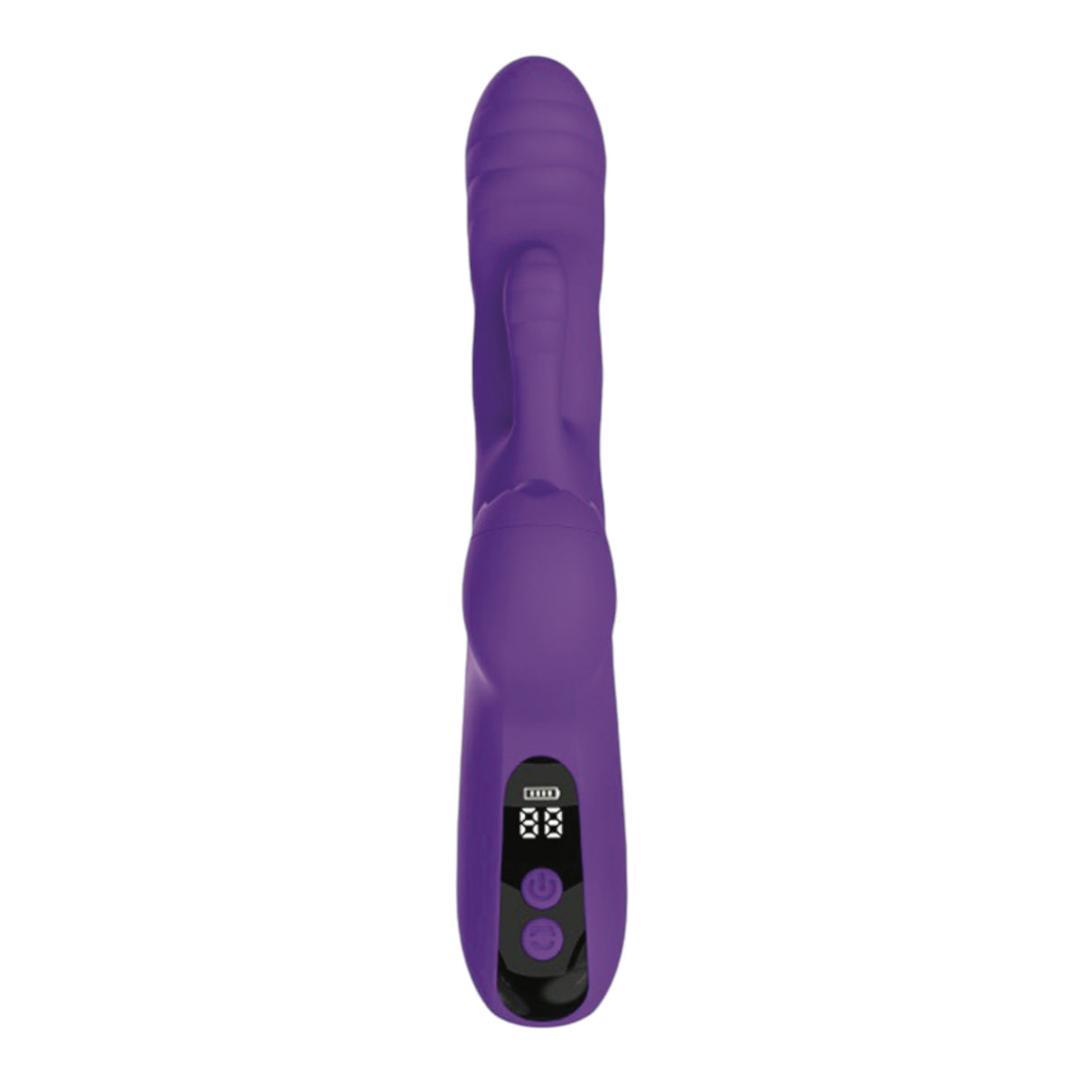 NCPARTIES LLC Purple Reign purple silicone dual-motor vibrator with digital display and power controls