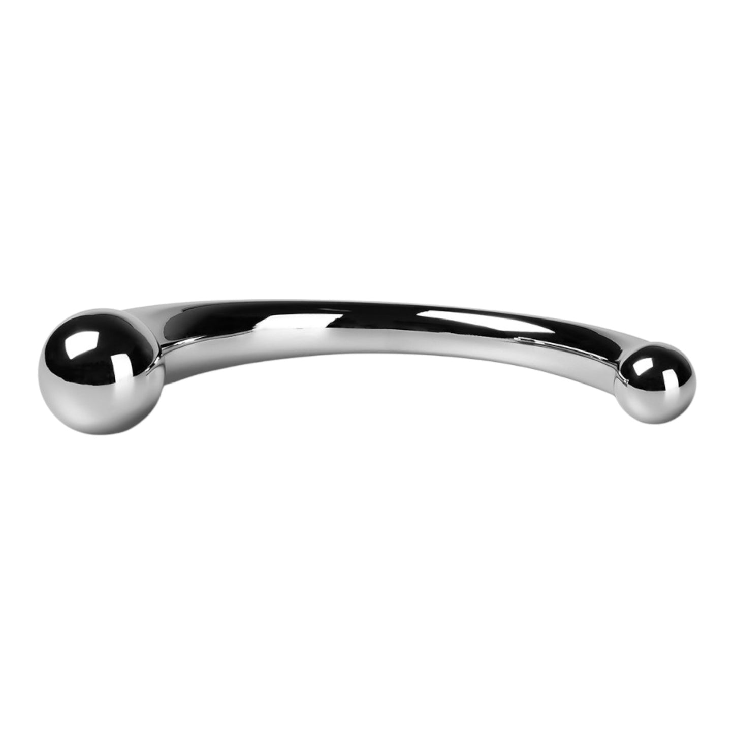 NCPARTIES LLC Roadster curved metal pleasure wand with a polished chrome finish and dual weighted ends.