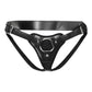 NCPARTIES LLC Astrobelt black faux leather harness with silver metal O-ring and adjustable buckle straps