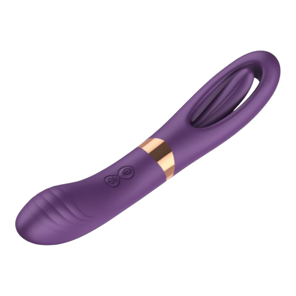 NCPARTIES LLC Encore purple silicone dual-stimulation vibrator with rose gold accent and curved ergonomic design