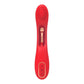 NCPARTIES LLC Firecracker red silicone vibrator with rose gold accents and three control buttons.