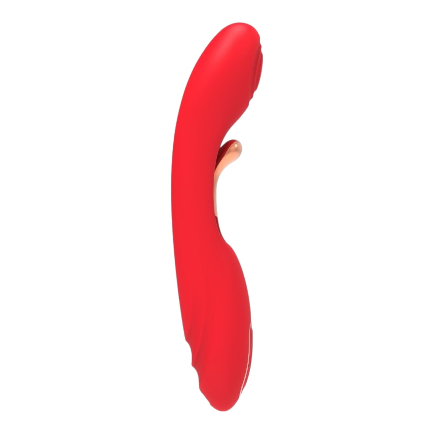 NCPARTIES LLC Firecracker red silicone dual-stimulation vibrator with rose gold accents