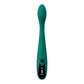 NCPARTIES LLC Jade teal silicone massager with a curved design, angled head, and digital display for settings.