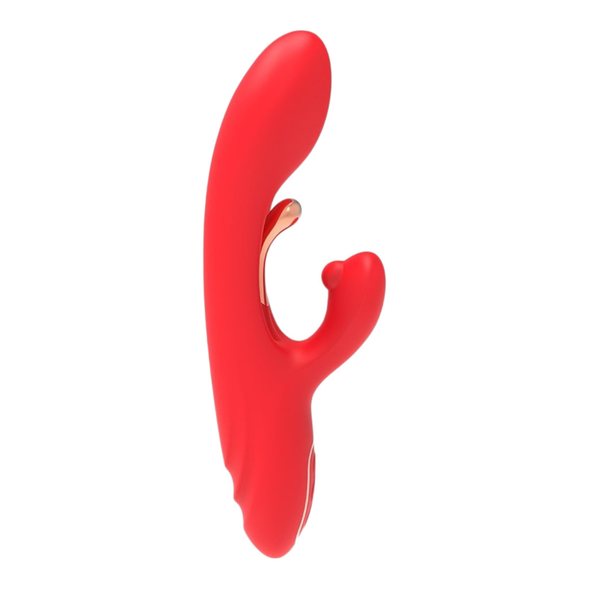 NCPARTIES LLC Jolene red silicone dual-stimulation vibrator with rose gold accents