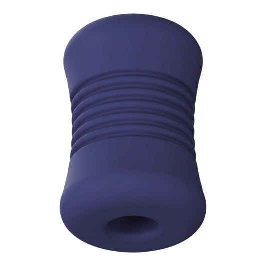NCPARTIES LLC Night Rider dark blue silicone stroker with ribbed texture and ergonomic design