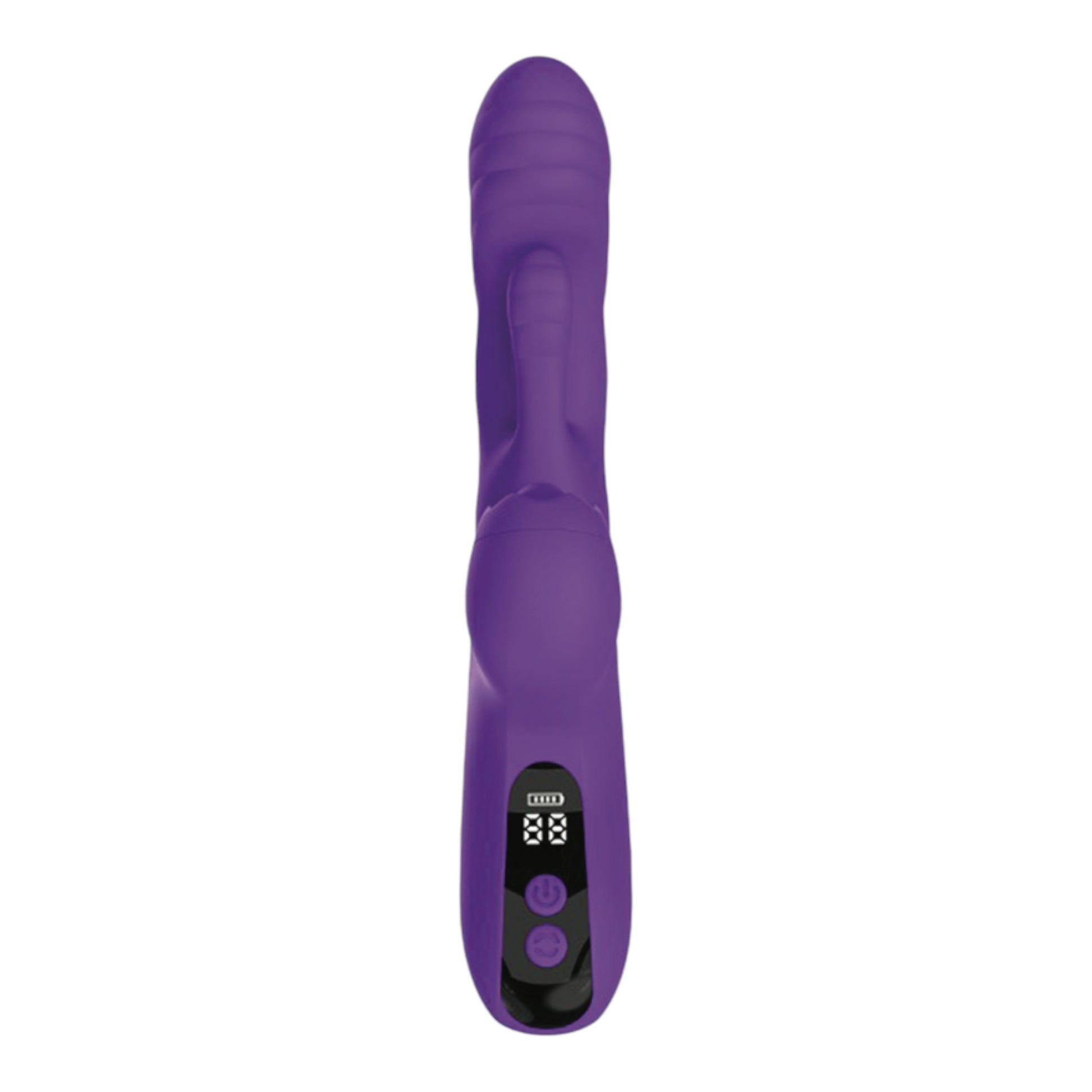NCPARTIES LLC Purple Reign purple silicone dual-motor vibrator with digital display and power controls