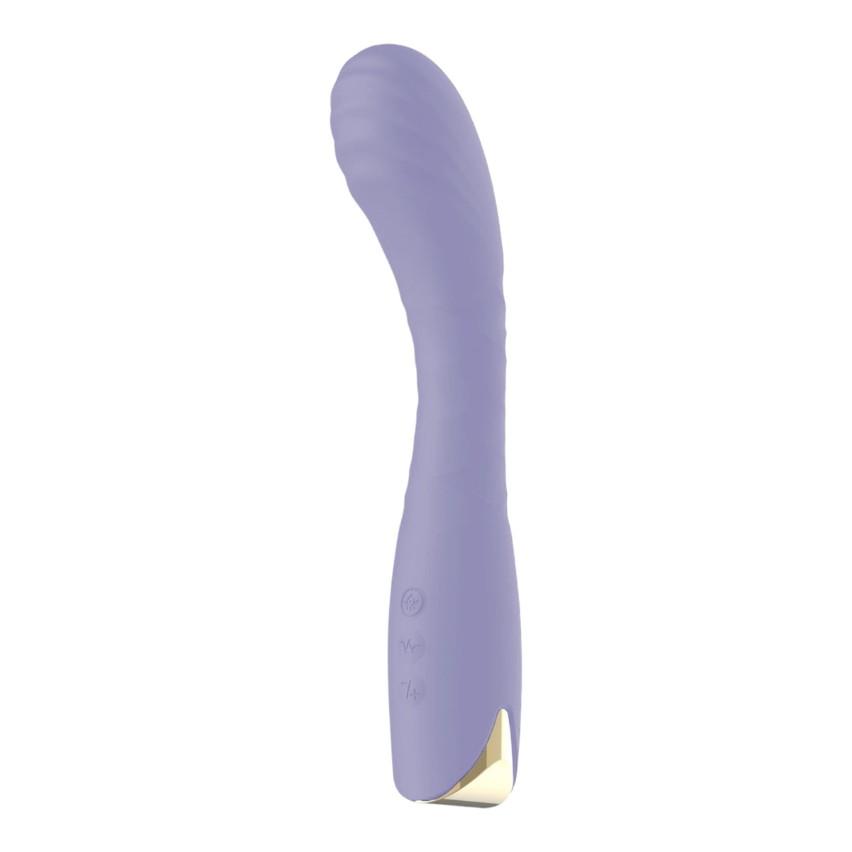 NCPARTIES LLC Enchanted purple silicone vibrator with a contoured shape and gold base detail.